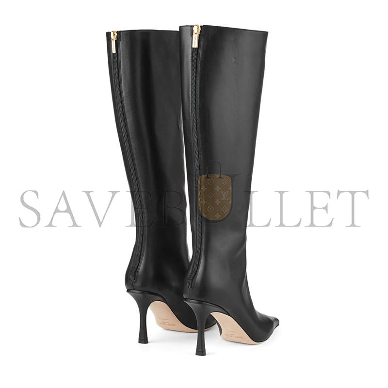 JIMMY CHOO AGATHE KNEE BOOT 85 BLACK CALF LEATHER KNEE-HIGH BOOTS AGATHEKB85LTC